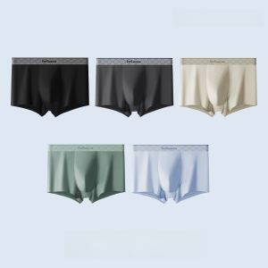 miiow | Mens Cotton Underwear Breathable Antibacterial Four Flat Angle Briefs Large Size Mid Waist Boxer Shorts Pure Color MiiOW