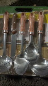 Home Kitchen Utensils 5-Piece Set of Classic Designed Handle Made of Stainless Steel with Mirror Finish Polishing