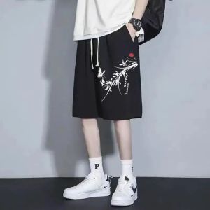 plus Size Mens Casual Shorts Summer Trendy Loose Sporty Extra Large 300 Pounds Five-Quarter Pants Straight Leg Mid-High Waist