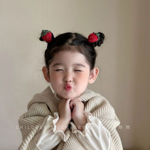 Strawberry And Pumpkin Knitted Hair Ties for Girls Baby Cute Wool Hair Bands High Elasticity No Damage to Hair Head Ropes