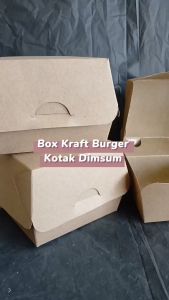 [ISI 100 PCS] Box Kraft Burger 290gsm / Kotak Dimsum / Dus Snack Coklat Polos Laminasi