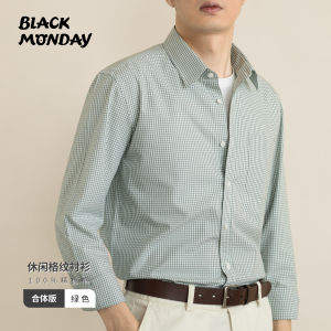 Pure Cotton Mens Long Sleeve Shirt Casual Oxford Cloth Blue Plaid Loose Outerwear Leisure Button-Up Shirt for Youth Daily Wear