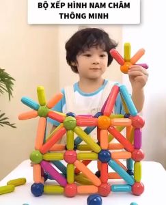 Bộ xếp hình nam châm Magnetic (25 36 42 64 chi tiết) đồ chơi xếp hình nam châm thông minh an toàn cho bé