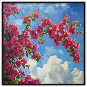 Tranh vẽ giàn hoa giấy.Tranh treo tường dán tường sơn dầu tranh trí canvas. CGI-1434