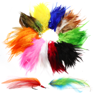 50pcs 4″~ 6″ Rooster Saddle Hackle Feather Natural Dyed Cock Feathers Fly Tying Material for Jig Hook Woolly Bugger Streamer Fly