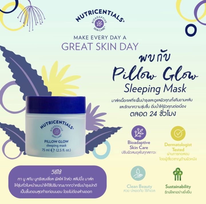 Nutricentials Pillow Glow Sleeping Mask พิลโล่ โกล์ว สลีปปิ้ง มาส์ค