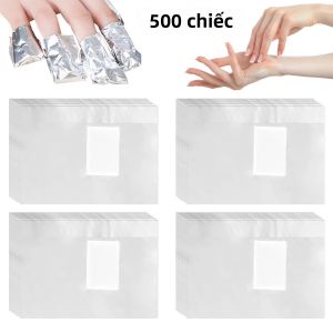 500 Miếng Giấy Bạc Nhôm Dùng Cho Nail Art Tẩy Gel Làm Sạch Móng Dụng Cụ Làm Móng