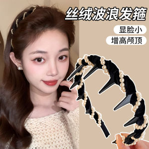 Băng Đô Lụa Nhung Đính Đá Rhinestone Sóng Cho Phụ Nữ Băng Đô Cao Cấp Có Thể Đeo Hai Mặt Băng Đô Tóc Dày Cho Phụ Nữ