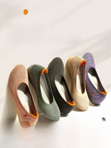 Comfortable Breathable Summer Womens Ballet Flats Slip-On Walking Lightweight Classic Mom Style Mesh up Sneakers Fashion Casual