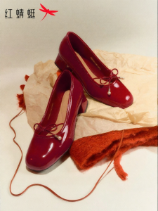 Reddragonfly | Red Bridal Mary Jane Shoes Retro Coarse Heel