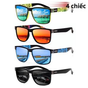 4 Kính Mát Vuông Họa Tiết Vintage Thời Trang UV400 Chống Phản Quang Thương Hiệu Cao Cấp Thiết Kế Kính Mắt Dành Cho Nam Và Nữ