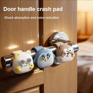 3Pcs Door Handle Anti-collision Pad Cute Cartoon Animal Door Stopper Wall Protection Door Handle Buffer Silicone Ring