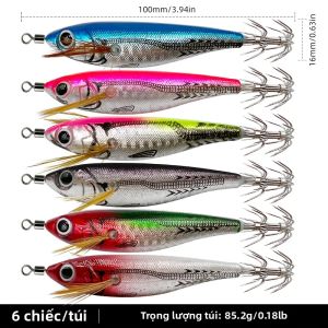 Mồi Câu Mực Hình Tôm Tròn Phát Sáng ShareShark 10cm/9g Có Chuông Kêu Và Hạt Rung Thiết Kế Nằm Ngang Dùng Được Cho Mọi Loại Câu Cá