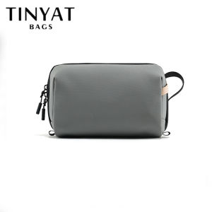 TINYAT Toiletry Bag for Men Travel Toiletries Bag Water-resistant Dopp Kit PU Leather Shaving Pouch Organizer for Accessories Cosmetic Hygiene Grooming Essentials