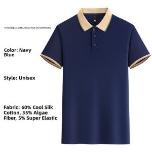 Summer Polo Shirt Short Sleeve Work Culture Company Commute Logo Embroidery Printed T-Shirt Business Casual Cotton Blend Youth