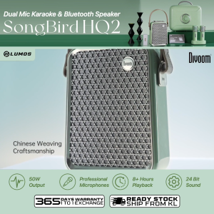 [READY STOCK] Divoom SongBird-HQ 2 50W Dual Mic Karaoke & Bluetooth Speaker Minimal & Simple IPX4 Splashproof