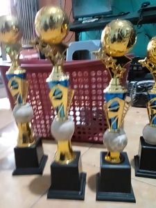 Piala Lomba Juara 1 2 3 4 ( FIGUR BOLA BINTANG BODY BIRU MARMER+RASER) "costum" FREE STICKER (BOLEH satuan)TERMASUK SETICKER DAN FREE DESIGN