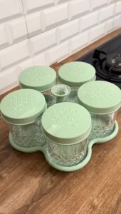 Set Toples 5 Daun Kristal - Wadah Snack Lebaran - Toples Kue Kering Premium - Toples Makanan