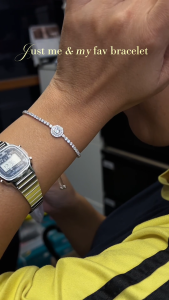 MILLENNE Made For The Night Round Shape Cubic Zirconia Silver Bracelet with 925 Sterling Silver