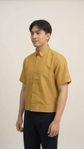 Plain Gold Yellow Polo Jacket Barong Premium Jusilyn Short Sleeves