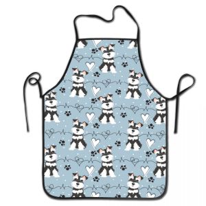 【Cute Schnauzer】Pet Theme Apron Stain-Resistant & Easy To Wash Universal Apron for Kitchen Cooking & Painting