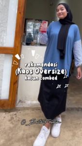 Kaos Stripe Oversize | Kaos Lengan Panjang Motif Garis Katun
