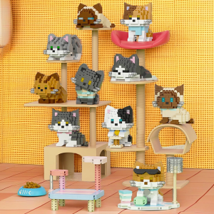 Cute Pastoral Teddy Dog Pet Building Blocks Micro-Granular Ornament Childrens Toy Gifts New Product Cat And Dog Themed