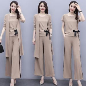 GanLai 3PCS Suit Women Set New Set Women Wide Legged Pants Stylish for Reducing Age and Slimming Down Fashionable and Elegant Gentle Sister Light Mature Style Three Piece Set