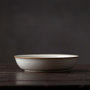 Ruyao Ceramic Tea Snack Plate round Fruit Dish Chinese Style Creative Dim Sum Snack Bowl Tea Ceremony Pot Support Plate