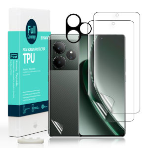 Ibywind For Realme GT 6 5G&GT 6T 5G Screen Protetorwith 2Pcs Flexible TPU Film1Pc Camera Lens Protector1Pc Backing Carbon Fiber Film [Fingerprint ReaderEasy to install]