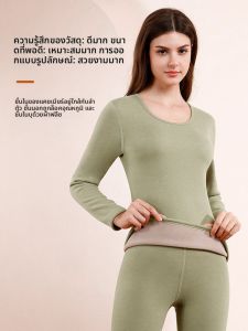 SUPIAN | ชุดชั้นในผ้าขนสัตว์อัดกันหนาวสำหรับผู้ชายและผู้หญิง ผ้าไหมพรม ชุดชั้นในแบบไม่มีรอยสำหรับฤดูใบไม้ร่วงและฤดูหนาว