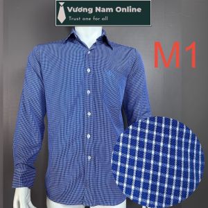 Áo sơ mi nam trung niên form rộng dài tay công sở vải KATE họa tiết VNO113