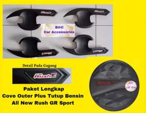 Paket Cover Outer Plus Tutup Bensin All New Rush GR Sports Hitam Doff