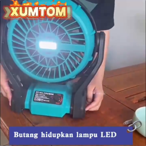 12 inch Rechargeable Fan Battery Fan Camping With LED light Cordless Portable Kipas Angin Industrial Cordless Fans Portable lithium battery fan  For Makita 21V Lithium Battery