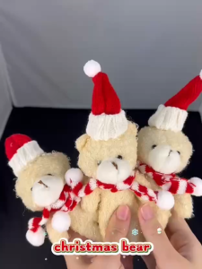 Cute Christmas Teddy Bear Pendant Keychain Plush Toy Bag Charm Merry Christmas Keychain Gift Party