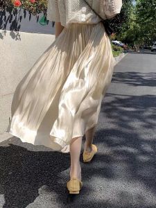 Chiffon Halter Neck Midi Dress Womens Spring Summer Thin High Waist A-Line Skirt Flared Hemline Slimming Effect Gauze Skirt