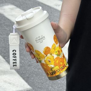 Cốc Nước Giữ Nhiệt Garden 2024 Bằng Thép Không Gỉ 316 Dung Tích Lớn Có Ống Hút Cốc Cà Phê Cho Nữ Cốc Nước Di Động