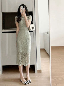 PAIBOLI | ชุดเดรสยาวทรงสลิมฟิตสไตล์สาวสุดเท่สำหรับฤดูร้อน ทรงยาวปานกลาง ผ้าผสมโพลีเอสเตอร์และไนลอนจากแบรนด์ Paboli