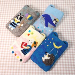 INS Style Wool Felt Single Shoulder Messenger Phone Bag Husky Handmade Felt Big Bag Stylish Mori Girl Clothing Accessories