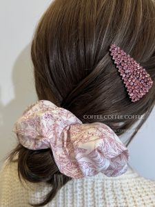 ผ้าฝ้ายแท้ขนาดใหญ่ ผ้าผูกผมลายดอกไม้สีชมพูอ่อน ผู้ออกแบบ ผ้าผูกผมลายเส้น สำหรับผู้หญิง ระดับไฮเอนด์ ดอกไม้ตกแต่งผม