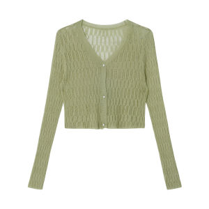 NIHAOKANONG | Áo Cardigan Len Nhẹ Có Nút Trân Châu