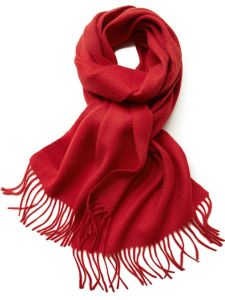 ผ้าพันคอไหมแกะแท้สีแดง ผ้าพันคอไหมแกะสำหรับผู้หญิง ผ้าพันคอไหมบางระดับไฮเอนด์ สำหรับผู้ชาย ฤดูใบไม้ผลิและฤดูใบไม้ร่วง ผ้าพันคอไหมแกะแท้ 300 ขนแกะ