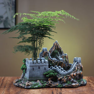 New Chinese Style Artificial Great Wall Decoration Living Room Office Desk Surface Panel Green Plant Flower Pot Pen Holder Creative Coffee Table