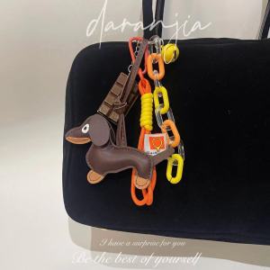 Classic PU leather bag decoration Cute Puppy Dog Bag Pendant Key Chain Fashion Dachshund Key Ring DIY Bag Charm Small Gifts