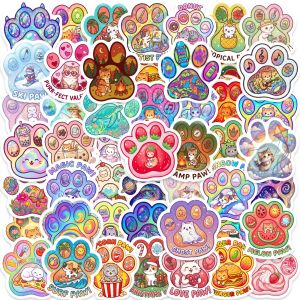 50Pcs Colorful Cartoon Cat Paw Series Doodle Stickers Pack Decorate Suitcase Phone Laptop Helmet Skate Storage Box Drawer Decal