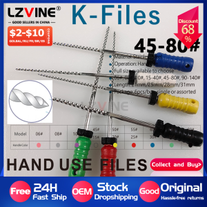 6Packs/Box Dental Stainless Steel K File 31mm/25mm 45-80# Dental Hand Use Endodontic Root Cannal K Files Dentistry Instrument