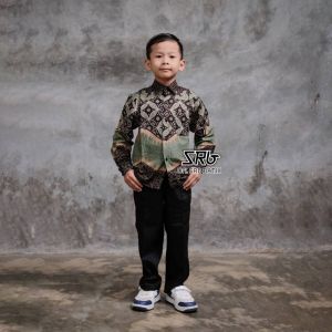 (PROMO HARI INI) Couple Sweet Batik Anak Ayah Hijau Green Motif Terlaris Murah