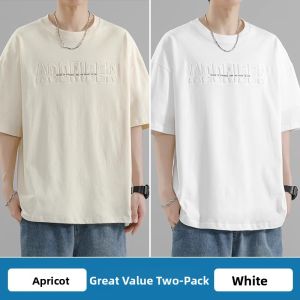 ROMON | Pure Cotton Short Sleeve T-shirt Summer Lightweight Ice Silk Round Neck Printed Loose Half Sleeve Mens