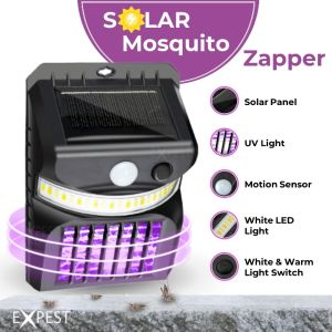 Solar Mosquito Zapper with UV Light Mosquito Killer Fly Trap with Motion Sensor LED Wall Lights for Outdoor Use