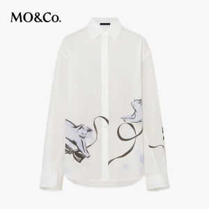 MO&Co. | Cute Cat Print Loose Drop Shoulder Drapey Shape Shirt